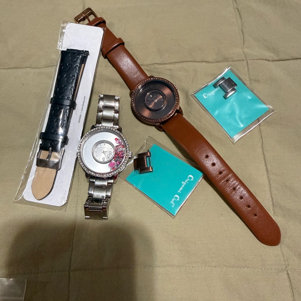 Origami Owl Women's Watch Set with Brown and Black Bands